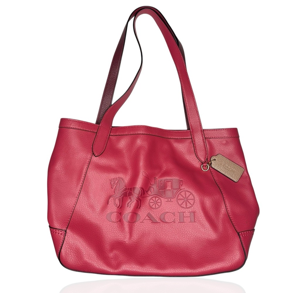 Coach C4063 Leather Horse Carriage Tote Bag Burgundy/Maroon Charm